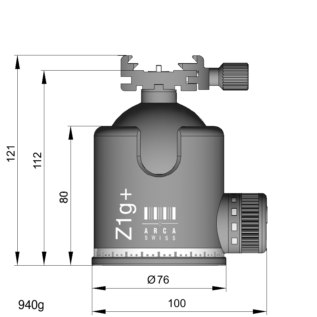ARCA-SWISS monoball Z1g+ | Giant Ball Head | 176 lb Capacity