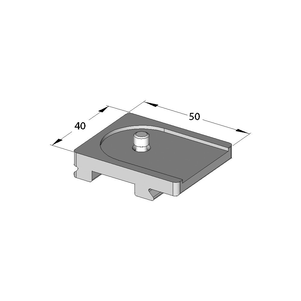 Illustration of ARCA-SWISS Camera Plate Classic Leica M2-M7, showing dimensions. 1/4”-20 screw. Designed for Leica film body without a grip installed. Compatible wit Leica, M2, M3, M4, M5, M6, M7 cameras. From ARCA-SWISS USA.  SKU:  802226