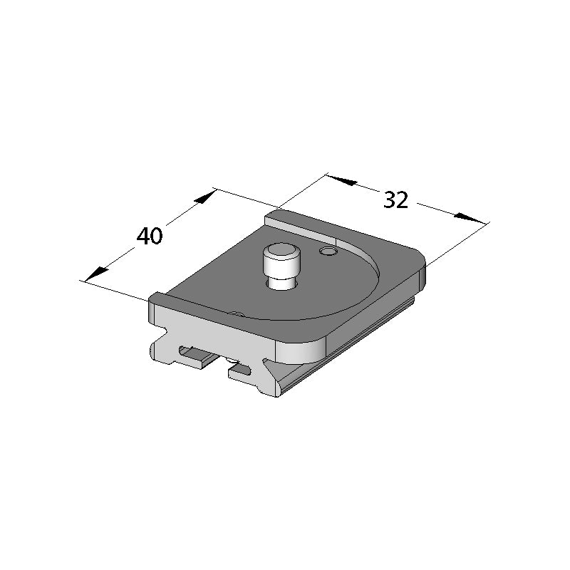 Illustration of ARCA-SWISS Camera Plate monoball®Fix Leica M2-M7, showing dimensions. 1/4”-20 screw. Compact plate for Leica film cameras M2 through M7. From ARCA-SWISS USA.  SKU:  802262