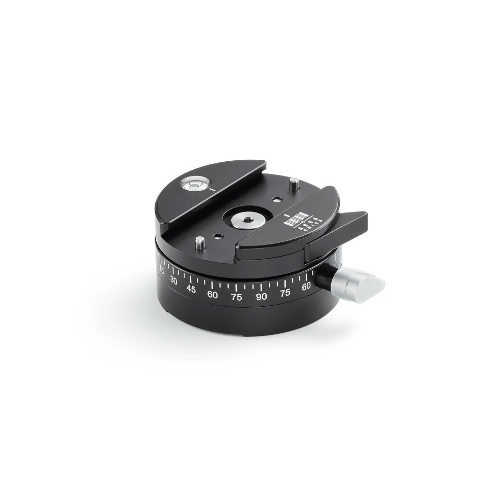 Photo of ARCA-SWISS monoball®Fix Panoramic Quickset Device. Panoramic base with built-in quick release. 360° panning with locking lever. Compatible with 3/8”-16 thread and comes with a 1/4”-20 bushing adapter. From ARCA-SWISS USA.  SKU:  802310