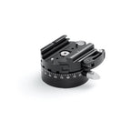 Photo of ARCA-SWISS flipLock® Panoramic Quickset Device. Panoramic base with built-in quick release. 360° panning with locking lever. Compatible with 3/8”-16 thread and comes with a 1/4”-20 bushing adapter. From ARCA-SWISS USA. SKU: 802310.4