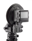 Photo of ARCA-SWISS Pico Adapter for Phase One IQ4 digital back, three-quarter rear view, mounted. Adapter plate for mounting digital backs to Pico view cameras. From ARCA-SWISS USA. SKU: 010225