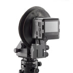 Photo of ARCA-SWISS Pico Adapter for Phase One IQ4 digital back, three-quarter rear view, mounted. Adapter plate for mounting digital backs to Pico view cameras. From ARCA-SWISS USA. SKU: 010225