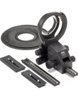 Photo of Arca-Swiss Pico View Camera for mirrorless digital cameras system, including bellows, classic and monoball®Fix mounting plates, with 10 cm and 15 cm focusing rails. This photo illustrates all the items that come in the box. From ARCA-SWISS USA.