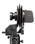 Photo of ARCA-SWISS Pico Bellows for Digital Backs, side view showing the three pleat bellows design. Dedicated component of the Pico view camera. Designed for use with medium format digital backs. Made of leather. From ARCA-SWISS USA. SKU: 010720
