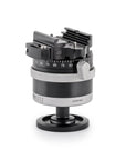Photo of ARCA-SWISS monoball® p0 tripod head with quartering view, featuring patented aspherical ball, three locking elements, textured locking ring, 90° tilt and 360° top panning. From ARCA-SWISS USA. SKU: 801214