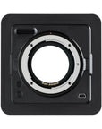Photo ARCA-SWISS Lens Board Canon, Aperture Control, with front view. Mounts Canon lenses to ARCA-SWISS 6x9 cameras. Compatible with ARCA-SWISS M-Line and F-Line 6x9 cameras. Compatible with R-Line cameras using the R-Line aperture control adapter kit. From ARCA-SWISS USA. SKU: 091020