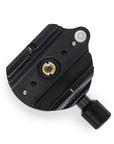 Photo of ARCA-SWISS Classic quick release. Designed to upgrade ARCA-SWISS head with 1/4” or 3/8” threaded plate only. May be used with tripod heads from other brands such as Manfrotto and Gitzo. Classic screw knob locking mechanism. 3/8”-16 with 1/4”-20 bushing adapter. From ARCA-SWISS USA. SKU: 802002N