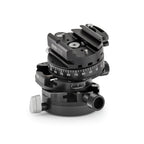 Photo of ARCA-SWISS Core 60 Leveler geared tripod head with flipLock® quick release, quartering view, featuring base and top panning and micro-metric movements of +/- 10° in the X/Y axes. From ARCA-SWISS USA. SKU 860103