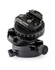 Photo of ARCA-SWISS Core 75 Leveler geared tripod head with flipLock® quick release, quartering view, featuring base and top panning, and micro-metric movements of +/- 15° in the X/Y axes. From ARCA-SWISS USA. SKU: 860113