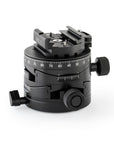Photo of ARCA-SWISS Core 75 Leveler geared tripod head with flipLock® quick release, quartering view, featuring base and top panning, and micro-metric movements of +/- 15° in the X/Y axes. From ARCA-SWISS USA. SKU: 860113