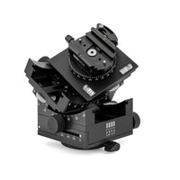Arca-Swiss C1 Cube geared tripod head with flipLock quick release, 3/4 front view showing 30 degrees of tilt in each axis, model 8501000.1 from Arca-Swiss USA.