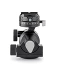 Photo of ARCA-SWISS D4 geared tripod head with Classic quick release, side view, featuring manual and geared movements, and dual panning mechanisms. From ARCA-SWISS USA. SKU: 870103