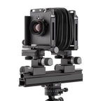 Photo of ARCA-SWISS F-Metric 6x9 View Camera with quartering view, featuring base tilt and ARCA-SWISS Micro-Orbix® tilt. From ARCA-SWISS USA. SKU: 013169-OC