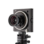 Photo of ARCA-SWISS Factum Technical Camera with quartering view, featuring a compact modular and expandable system, TUM helical focusing and tilt module. From ARCA-SWISS USA. SKU: 017369