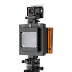 Photo of ARCA-SWISS Factum Technical Camera with quartering view, featuring a compact modular and expandable system, TUM helical focusing and tilt module. From ARCA-SWISS USA. SKU: 017369