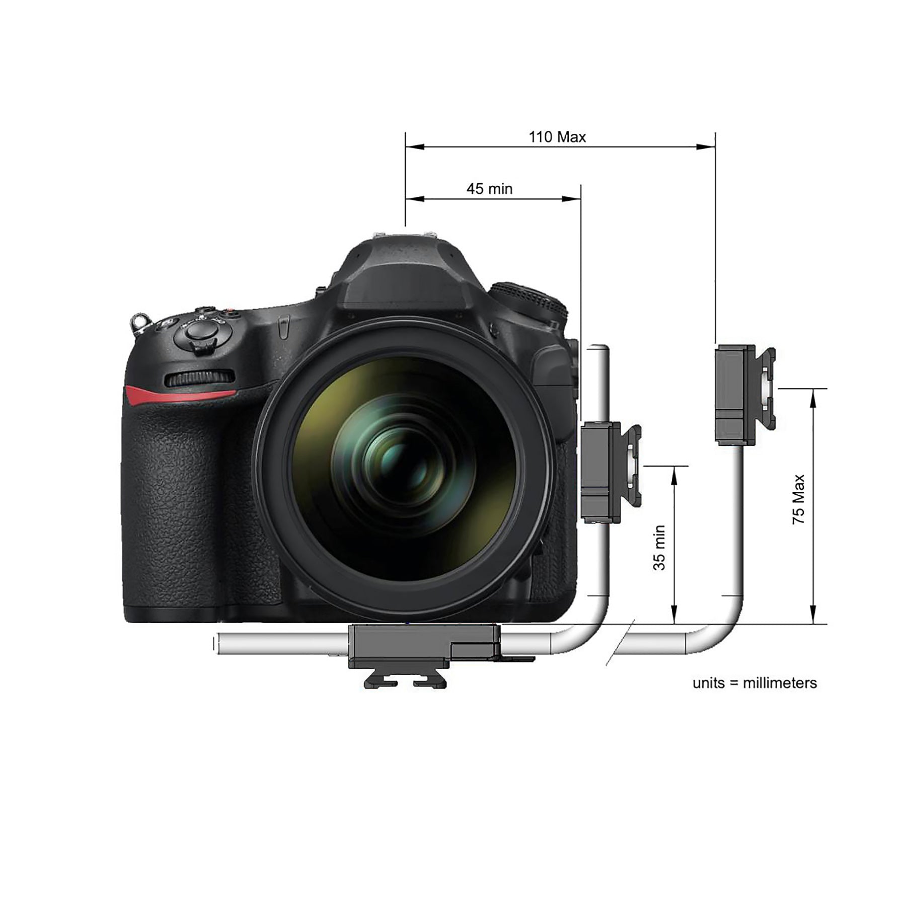 ARCA-SWISS L-Bracket monoball®Fix Universal. Facilitates quick change in orientation.  Camera is positioned over the optical center of the tripod head. Compatible with ARCA-SWISS quick release system. Designed with compact monoball®Fix base plate in a longer length for photographers using mirrorless cameras. From ARCA-SWISS USA.  SKU:  802307