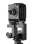 ARCA-SWISS M-Two Medium format View Camera with quartering view, featuring a modular and expandable system, triaxial yaw-free movements and ARCA-SWISS Micro-Orbix® tilt. From ARCA-SWISS USA. SKU: 0143692-OC