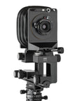 ARCA-SWISS M-Two Medium format View Camera with quartering view, featuring a modular and expandable system, triaxial yaw-free movements and ARCA-SWISS Micro-Orbix® tilt. From ARCA-SWISS USA. SKU: 0143692-OC