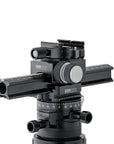 Photo of ARCA-SWISS Macro-Table geared macro focusing rail mounted on Core 60 tripod head . Versatile and portable. Made with ARCA-SWISS modular view camera components. Micro-metric, self locking, gear-driven movements. Inner friction control ring. Quick release can be manually rotated 90°. Also useful as a nodal rail for improved panoramic interval capture. From ARCA-SWISS USA. SKU: 802336