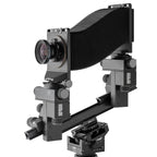 Photo of ARCA-SWISS M-Monolith 6X9 View Camera with quartering view, featuring tri-axial yaw-free movements, telescoping optical bench, base tilt and and ARCA-SWISS Micro-Orbix® tilt. From ARCA-SWISS USA. SKU: 014169-OC