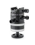 Photo of ARCA-SWISS monoball p0+ Hybrid Classic tripod head with quartering view, featuring an inverted monoball® design, micrometric geared controls, a friction + control lock and top panning with detents at 90° intervals. From ARCA-SWISS USA. SKU: 801228