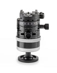 Photo of ARCA-SWISS monoball p0+ Hybrid flipLock® tripod head with front view, featuring an inverted monoball® design, micrometric geared controls, a friction + control lock and top panning with detents at 90° intervals. From ARCA-SWISS USA. SKU: 801229