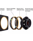 Photo of ARCA-SWISS Lens Board 141x141 Flat R-mount Bayonet with front view. For use with F-Line and M-Line 4x5 and 8x10 cameras with 141 mm front frame. From ARCA-SWISS USA. SKU: 091030.7