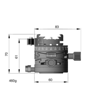 Photo of ARCA-SWISS Core 60 Leveler geared tripod head with flipLock® quick release, front view, featuring base and top panning and micro-metric movements of +/- 10° in the X/Y axes. From ARCA-SWISS USA. SKU 860103