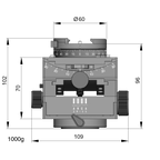Illustration of ARCA-SWISS C1 Cube gp geared tripod head with monoball®Fix quick release dimensions, with specifications for height, width, and weight. Featuring gear-driven, self-locking micro-metric controls. From ARCA-SWISS USA. SKU: 8501005.1