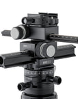 Photo of ARCA-SWISS X-Table geared macro and positioning tripod head accessory mounted on Core 60 Leveler tripod head. Versatile and portable. Made with ARCA-SWISS modular view camera components. Micro-metric, self locking, gear-driven movements. Inner friction control ring. Quick release can be rotated 90°. From ARCA-SWISS USA. SKU: 802331
