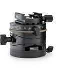 Photo of ARCA-SWISS Core 75 Leveler clicPan® tripod head with quartering view, featuring a panoramic interval rotator, base and top panning, and micro-metric movements of +/- 15° in the X/Y axes. From ARCA-SWISS USA. SKU: 860152