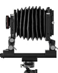 Photo of ARCA-SWISS F-Metric Field C 4x5 View Camera with side view, featuring base tilt, ARCA-SWISS Micro-Orbix® tilt and folding monorail. From ARCA-SWISS USA. SKU: 013545-OC