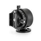 Photo of ARCA-SWISS monoball® p1+ tripod head with quartering view, featuring a larger aspheric ball, inverted monoball® design, friction + control lock and top panning. From ARCA-SWISS USA. SKU: 801207