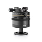 Photo of ARCA-SWISS monoball® p1+ clicPan® tripod head with quartering view, featuring low profile variable interval rotator, patented aspheric monoball®, three locking mechanisms, 90° tilt and 360° top panning. From ARCA-SWISS USA. SKU: 801157