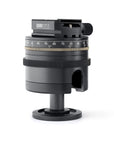 Photo of ARCA-SWISS monoball® p1+ clicPan® tripod head with quartering view, featuring low profile variable interval rotator, patented aspheric monoball®, three locking mechanisms, 90° tilt and 360° top panning. From ARCA-SWISS USA. SKU: 801157
