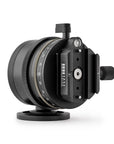 Photo of ARCA-SWISS monoball® p1+ clicPan® tripod head with tilt, quartering view, featuring low profile variable interval rotator, patented aspheric monoball®, three locking mechanisms, 90° tilt and 360° top panning. From ARCA-SWISS USA. SKU: 801157