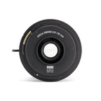 Photo of ARCA 50 mm Pico Lens, showing rear bayonet mount and electronic contacts of the ARCA 50 mm Lens for the Pico system. From ARCA-SWISS USA.  SKU:  010550