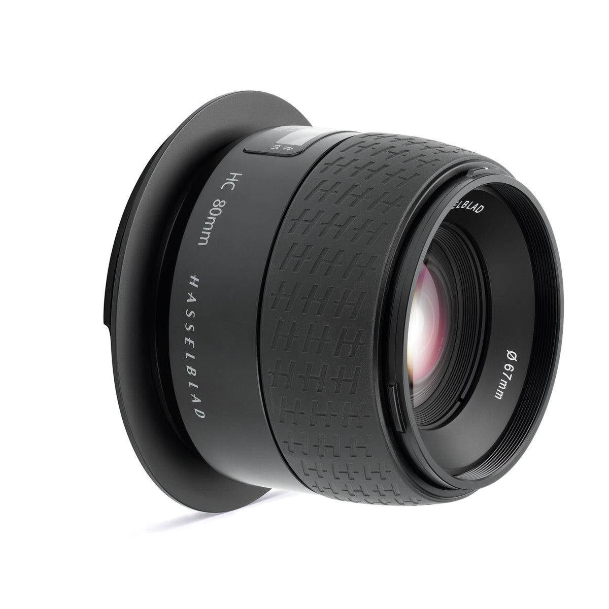 ARCA-SWISS Pico lens board Hasselblad H, shown with a Hasselblad HC 80mm lens mounted.  SKU 010909