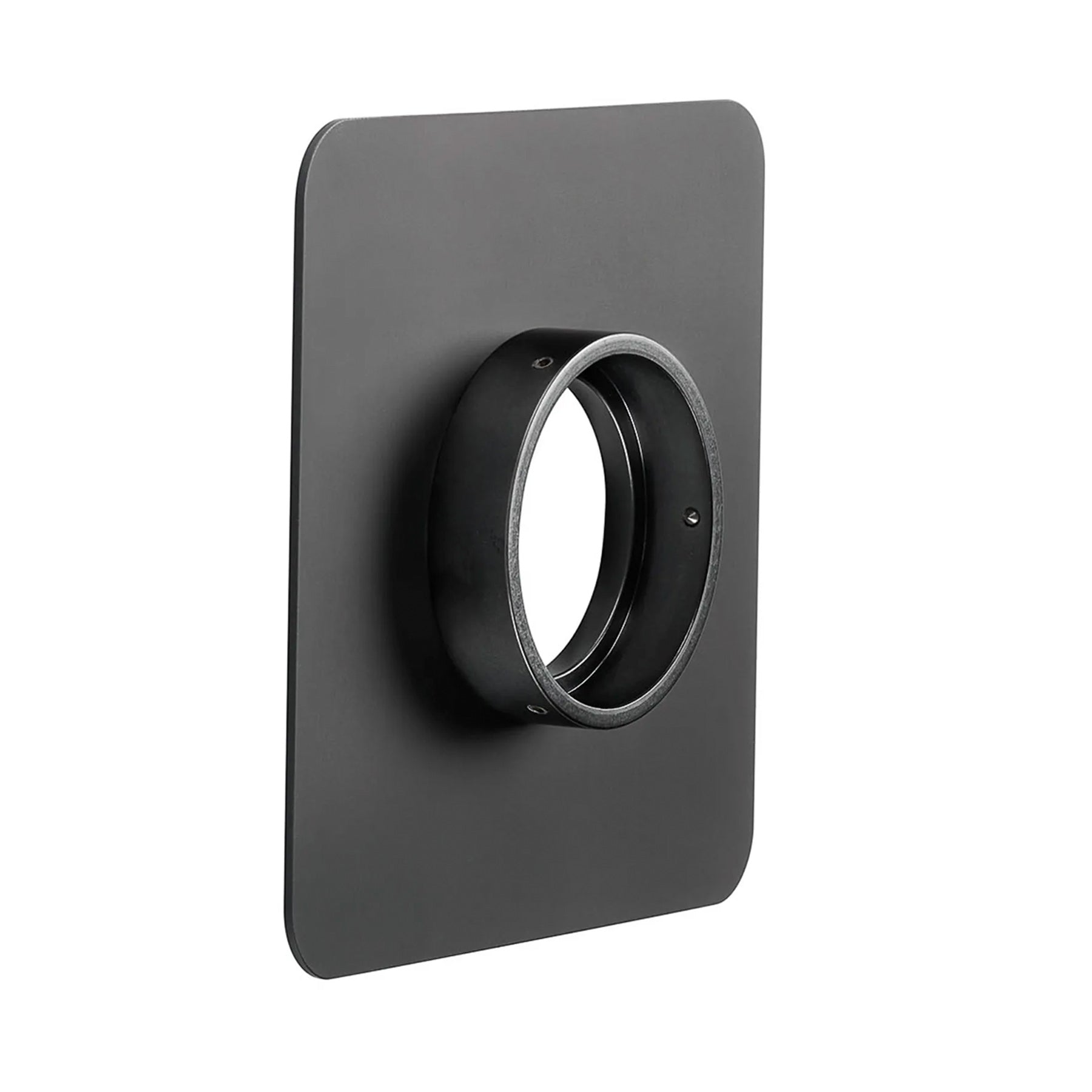ARCA-SWISS 110×110 mm lens board with reinforced collar for Rodenstock Macro 105, black anodized aluminum