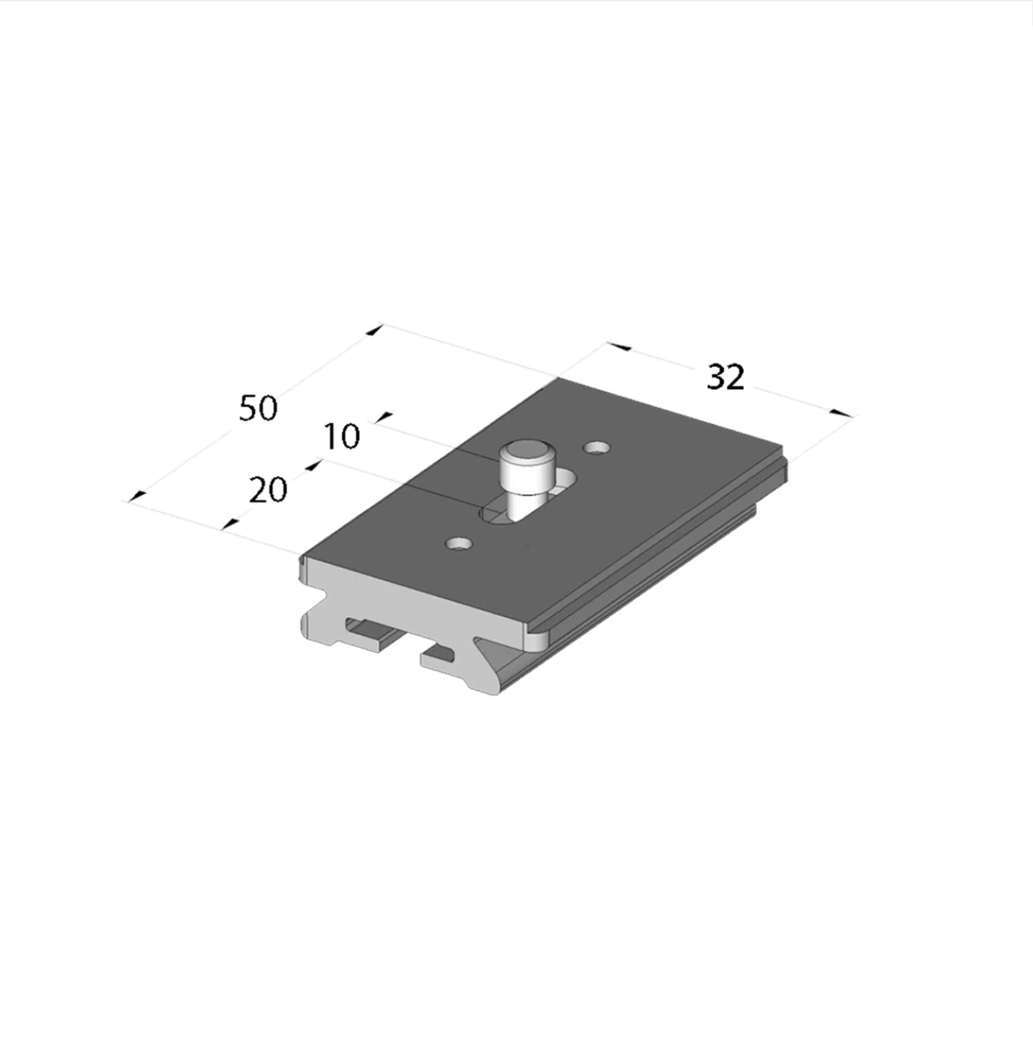 Technical drawing of monoballfix 50 camera plate with dimensions on a white background