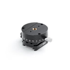 Photo of ARCA-SWISS flipLock® Panoramic Quickset Device. Panoramic base with built-in quick release. 360° panning with locking lever. Compatible with 3/8”-16 thread and comes with a 1/4”-20 bushing adapter. From ARCA-SWISS USA.  SKU:  802310.4