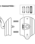 Diagram showing the reassembly order of  the flipLock lever to the flipLock quick release.