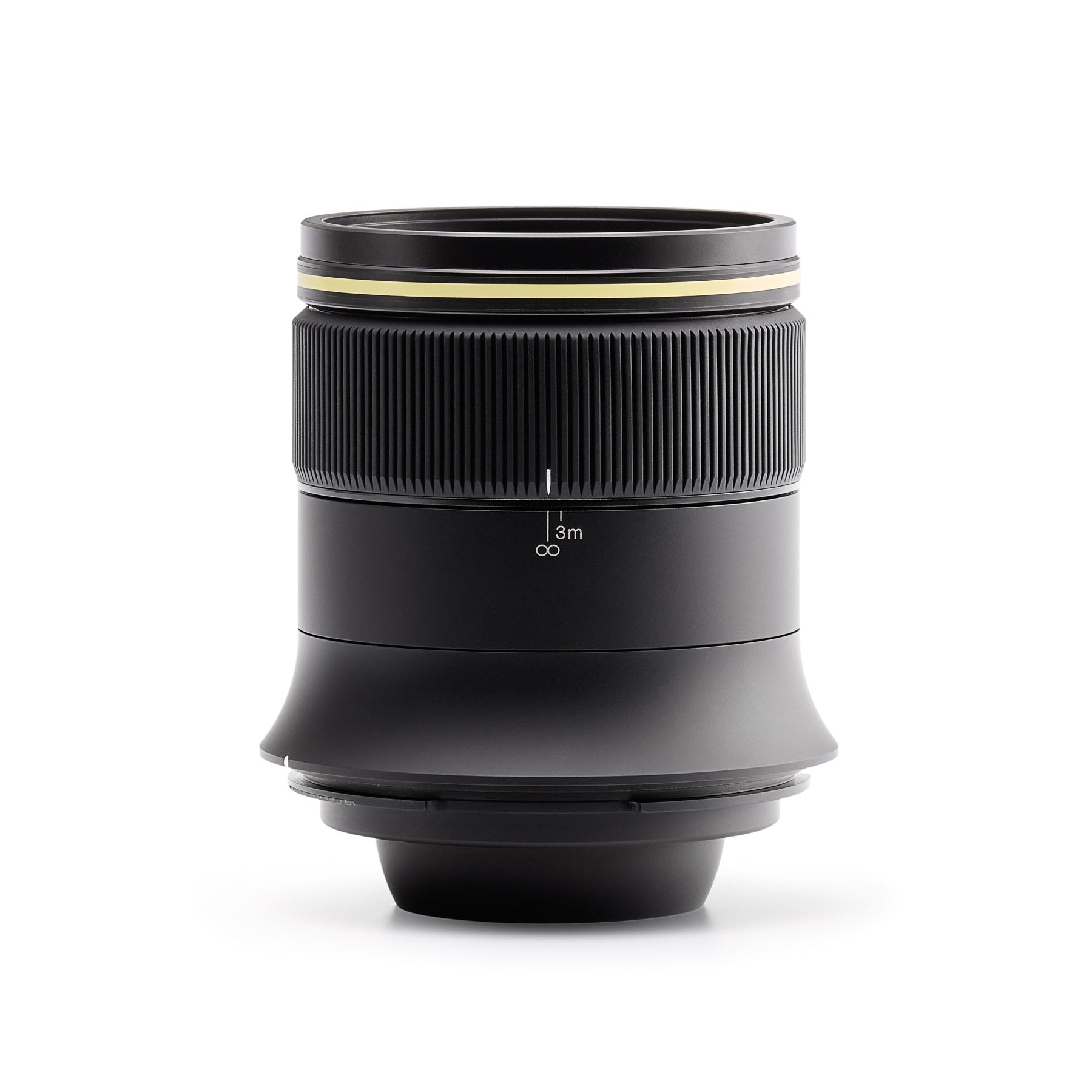 ARCA 30 mm lens, standing on a white background, showing the focus ring and 3m to infinity distance scale.