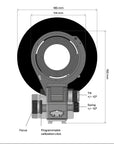 Arca-Swiss Pico view camera dimensions illustration, front view