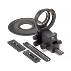 Photo of Arca-Swiss Pico View Camera for mirrorless digital cameras system, including bellows, classic and monoball®Fix mounting plates, with 10 cm and 15 cm focusing rails. This photo illustrates all the items that come in the box. From ARCA-SWISS USA.