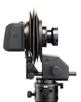 Side view of the Arca-Swiss Pico camera system with a Hasselblad V digital back.