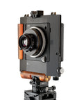 Photo of ARCA-SWISS RL3di Technical Camera with quartering view, featuring a modular and expandable system, geared axis tilt built into the camera body, a helical focusing mechanism and smooth positive friction. SKU: 017045