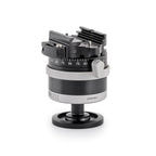 Photo of ARCA-SWISS monoball® p0 tripod head with quartering view, featuring patented aspherical ball, three locking elements, textured locking ring, 90° tilt and 360° top panning. From ARCA-SWISS USA.  SKU: 801214