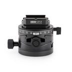 Photo of ARCA-SWISS Core 75 Leveler geared tripod head with front view, featuring base and top panning, and micro-metric movements of +/- 15° in the X/Y axes. From ARCA-SWISS USA. SKU: 860112